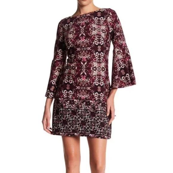 vince camuto floral lace sheath dress Floral Lace Chiffon Midi Dress – Suzy Shier main image 0